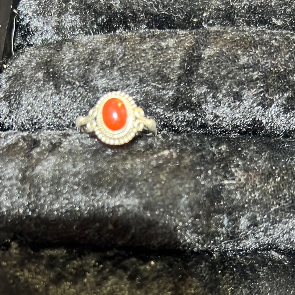 Size 8 Sterling 925  Silver and Carnelian stone Women's Ring